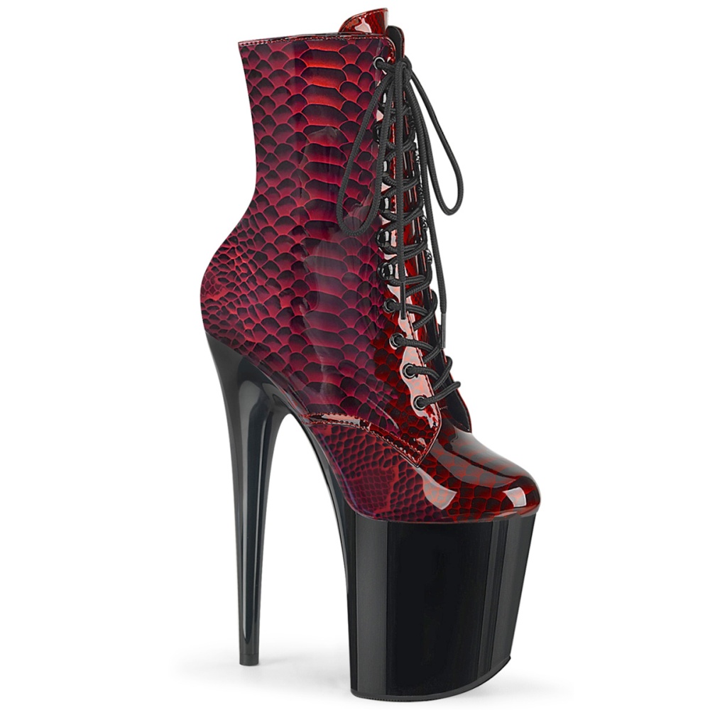 Pleaser - FLAMINGO-1020SP Plateau Laarzen, Paaldans schoenen - Paaldans schoenen - Rood/Zwart